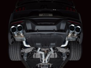Ford Mustang Performance Exhaust - AWE Tuning - Cat Back, SwitchPath, Quad Tips - Chrome Silver - 2024+